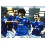 Leighton Baines , Tim Cahill and Marouane Fellaini Everton Signed 16 x 12 inch football photo.