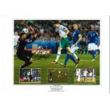 Robbie Brady Italy goal Ireland Signed 16 x 12 inch football photo. Good Condition. All signed