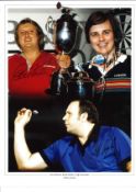 Eric Bristow, Keith Deller and Cliff Lazarenko Darts Signed 16 x 12 inch darts photo. Good