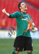 Matt Gilkes Blackpool Signed 16 x 12 inch football photo. Good Condition. All signed pieces come