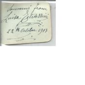 Luisa Tetrazzini signature clipping. (29 June 1871 - 28 April 1940) was an Italian coloratura