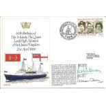 HM QEII 60th Birthday 1986 official Navy cover RNSC(4)20. Signed by Admiral Sir W Staveley & Admiral