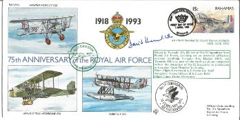 WW2 fighter ace ACM Sir David Harcourt Smith DFC signed 1999, 75th ann RAF cover flown by Tornado.