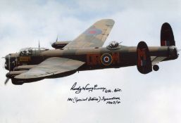 WW2 RAF Lancaster pilot. 8x12 photo signed by Russell 'Rusty' Waughman DFC who Volunteered for the