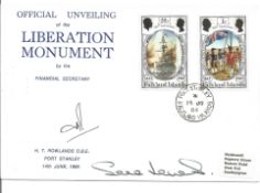 Sara Jones, wife of H Jones VC signed 1984 Falkland's FDC comm. Unveiling of the Liberation