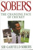 Sir Garfield Sobers signed Sobers - the changing face of cricket hardback book. Signed on inside