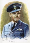 Battle of Britain. 8x12 inch print signed by 501 Squadron Battle of Britain pilot Officer Peter