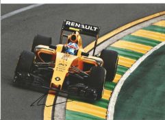 Jolyon Palmer signed 12x8 colour in action photo. Good Condition. All signed pieces come with a