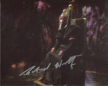 Doctor Who 8x10 inch photo scene signed by actor Gabriel Woolf who played Sutekh in the 1975