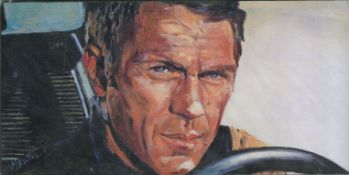 Steve McQueen. Approx 6x11 inch timeart print which comes housed on a black mount and wrapped in