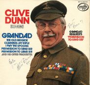 Clive Dunn, John Laurie, James Beck and Ian Lavender signed Clive Dunn sings 33rpm record sleeve.