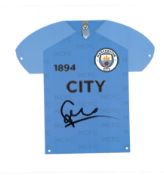 Football David Silva signed Manchester City commemorative metal shirt sign. Good Condition. All