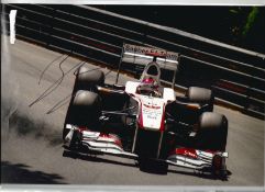 Motor Racing Kamu Kobayashi signed 12x8 colour photo pictured driving for Sauber in 2011 obtained in