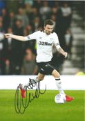 Football Scott Malone signed 12x8 colour photo pictured playing for Derby County. Good Condition.