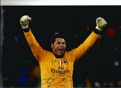 Football Marco Amelia signed 12x8 colour photo pictured during his time with A. C Milan. Marco