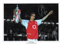Football Robert Pires signed 16x12 colour enhanced photo after Arsenal win against Southampton in