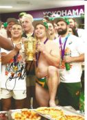 Rugby Faf de Klerk 12x8 signed colour photo pictured celebrating after South Africa's victory in the