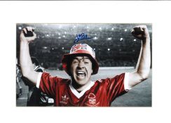 Football John Robertson 16x12 mounted colourised photo pictured celebrating after Nottingham