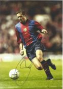 Football Phillip Cocu signed 12x8 colour photo pictured in his playing days with Barcelona in Spain.