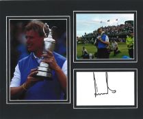 Golf Ernie Els 12x10 mounted signature piece includes two colour photos holding the claret jug and a