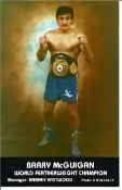 Boxing Barry McGuigan signed 8x5 colour promo photo. Finbar Patrick 'Barry' McGuigan MBE is an Irish