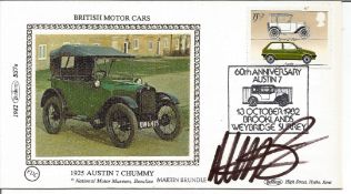 Motor Racing Martin Brundle signed Benham FDC British Motor Cars 1925 Austin 7 Chummy PM 60TH
