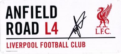 Football Nathaniel Clyne signed Anfield Road L4 Liverpool Football Club commerative metal road sign.