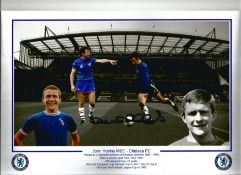Football John Hollins signed 12x8 Chelsea F. C montage photo. John William Hollins MBE is an English