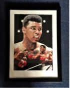 Boxing Muhammad Ali print Titled The Greatest framed and mounted approx 26x19 signed in pencil by