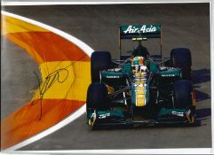 Motor Racing Karun Chandhok signed 12x8 colour photo pictured driving for Lotus Renault obtained