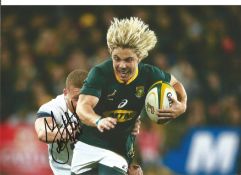 Rugby Faf de Klerk 12x8 signed colour photo pictured playing for South Africa against England.