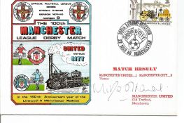 Football Mickey Thomas signed commerative FDC The 100th Manchester League Derby Number 9 season
