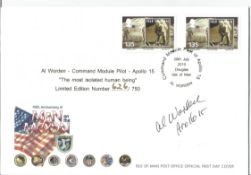 Apollo 15 Astronaut Col Alfred Worden signed 2009 Isle of Man, Man on the Moon FDC. Colonel Alfred