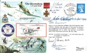 World War II FDC RAFA1 Battle of Britain Skirmishing signed by 5 Battle of Britain Pilots Wg Cdr