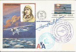 Baron Coppens Of Houthust signed flown Charles Lindbergh FDC No 986 of 1300. Flown in boing 707