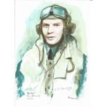 Sgt Pilot David Denchfield WW2 RAF Battle of Britain Pilot signed colour print 12 x 8 inch signed in