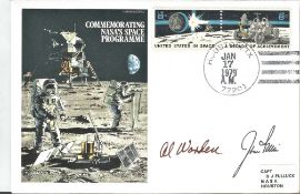 Apollo 15 astronauts Jim Irwin and Alfred Worden signed 1979 NASA cover. Good conditon. We combine