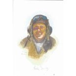 Flt Lt Billy Drake WW2 RAF Battle of Britain Pilot signed colour print 12x8 inch signed in pencil.