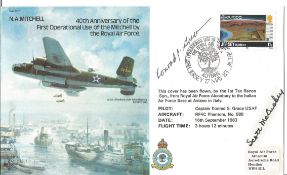 WW2 US fighter ace Capt E Scott McCuskey signed RAF N A Mitchell bomber cover, flown by Phantom
