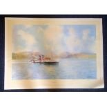 The Waverley approx 30x24 print picturing The World's Largest sea going paddle steamer signed in