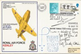 Rolf Dudley-Williams signed flown RAF Kenley 30th Anniversary of 1st UK. Jet Flight 15th May 1971