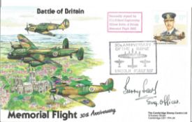Hurricane flown BBMF cover Flt Lt B Searle signed 1987 Battle of Britain Memorial Flight cover.