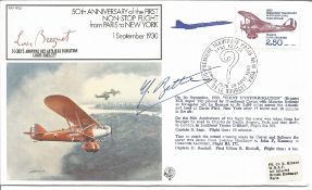 Maurice Belonte signed Concorde flown 1st flight cover comm. 50th ann nonstop flight Paris to New