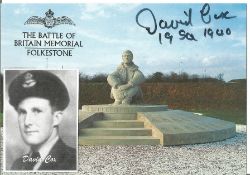 Battle of Britain Memorial Folkestone postcard signed by Wg Cdr D G S R Cox DFC, 19 Sqn, RAF