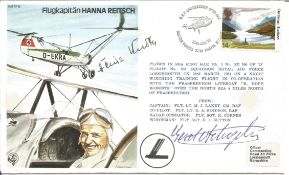 Heinz Knoke and Gerd Achgelis signed flown Hanna Reitsch FDC No 761 of 1000. Flown in Sea King HAR