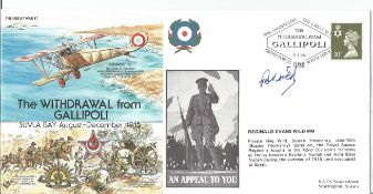 Reginald Evans Wild MM signed FDC Great War 17 The Withdrawal from Gallipoli Suvla Bay August-
