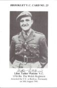 Lieut. Tasker Watkins VC. 1/5th Bn. The Welch Regiment signed Brooklet VC Card No. 23 awarded the VC