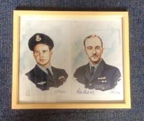 Dambuster 12x12 framed and mounted prints Guy Gibson and a signed Bill Reid VC 30/750. Good