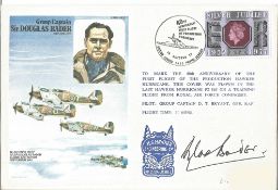 WW2 ace Sir Douglas Bader DSO DFC signed on his own Historic Aviators cover. Good conditon. We