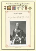 Field Marshal Sir George Stuart White VC, GCB, OM, GCSI, GCMG, GCIE, GCVO signed 5x7 page with a
